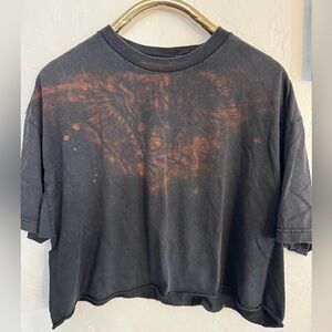 MIAMI INK SKULL FEATHERS INDIAN CHIEF Oversized crop top.